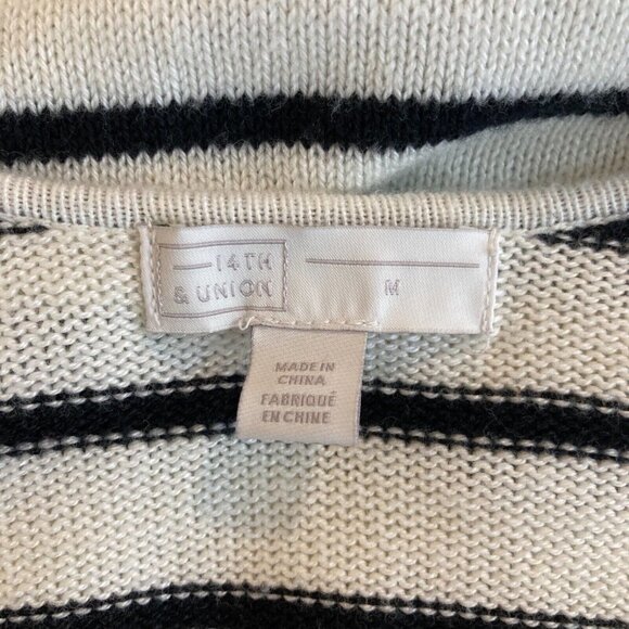 14th & Union Open Cardigan Stripe Minimalist Preppy Academia Boho M - Picture 4 of 5